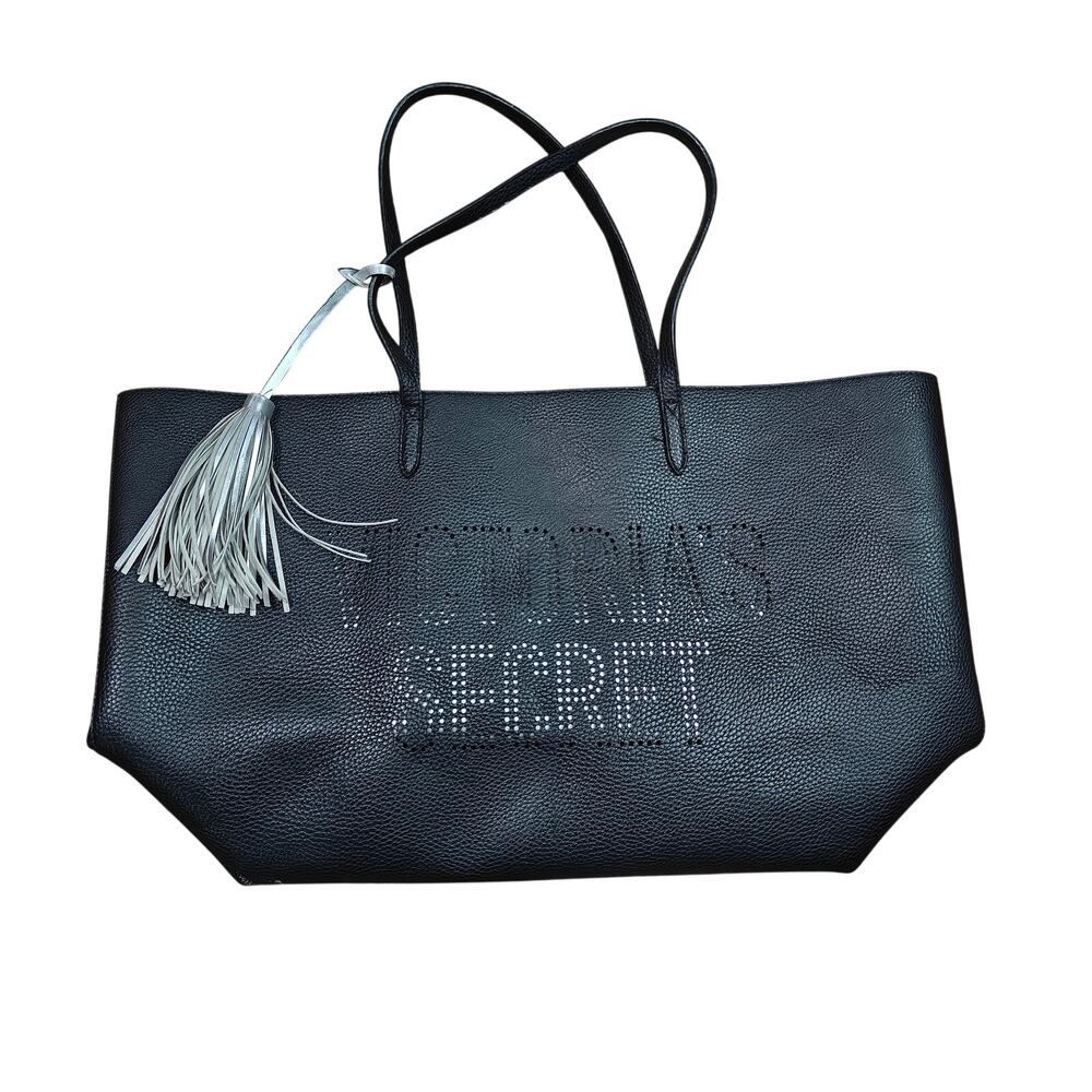 Victoria Secret Tote Bag Authentic Laser-Cut Logo Tassel Extra Large Weekend Bag
